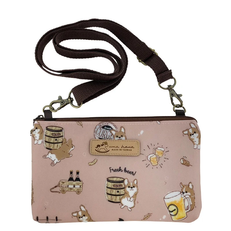 Fashion Forward Pink Beer Corgi Zipper Crossbody Best Handbag Sale Of The Season