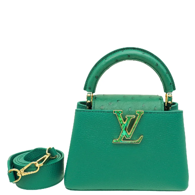 Bags With Discounts Louis Vuitton Emeraude Taurillon Ostrich Capucines Mini Bag W/ MOP Inlay Shop Timeless And Trendy Bags At Limited-Time Discounts Bags With Discounts Louis Vuitton Emeraude Taurillon Ostrich Capucines Mini Bag W/ MOP Inlay Shop Timeless And Trendy Bags At Limited-Time Discounts