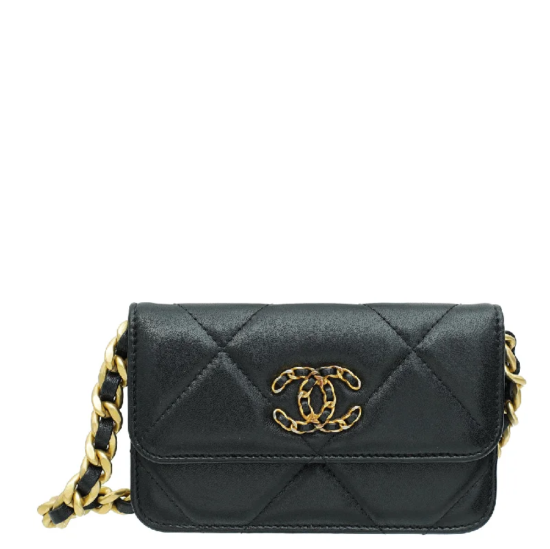 Hot Sale Chanel Black CC 19 Mini Coin Purse With Chain Handbag Deals You'll Love