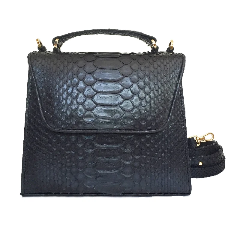 Everyday Bags For Work, School, Or Errands SUE (Mini) Black Python Tote and Cross Body Bag Seasonal Sale On Trendy Handbags Everyday Bags For Work, School, Or Errands SUE (Mini) Black Python Tote and Cross Body Bag Seasonal Sale On Trendy Handbags
