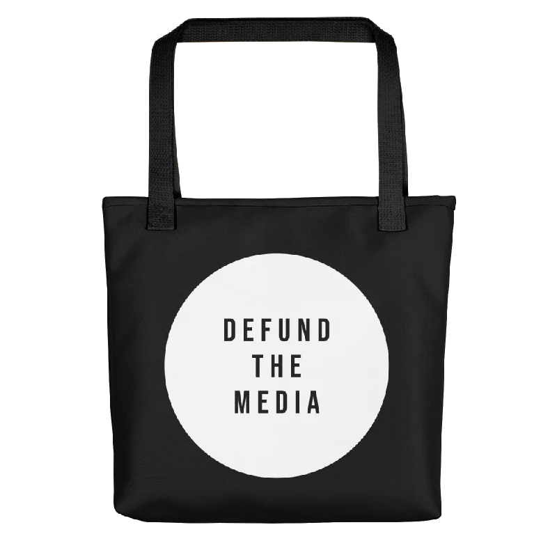 Fashion Essentials Defund The Media Circle Black Tote bag Premium Handbags With A Touch Of Elegance Fashion Essentials Defund The Media Circle Black Tote bag Premium Handbags With A Touch Of Elegance