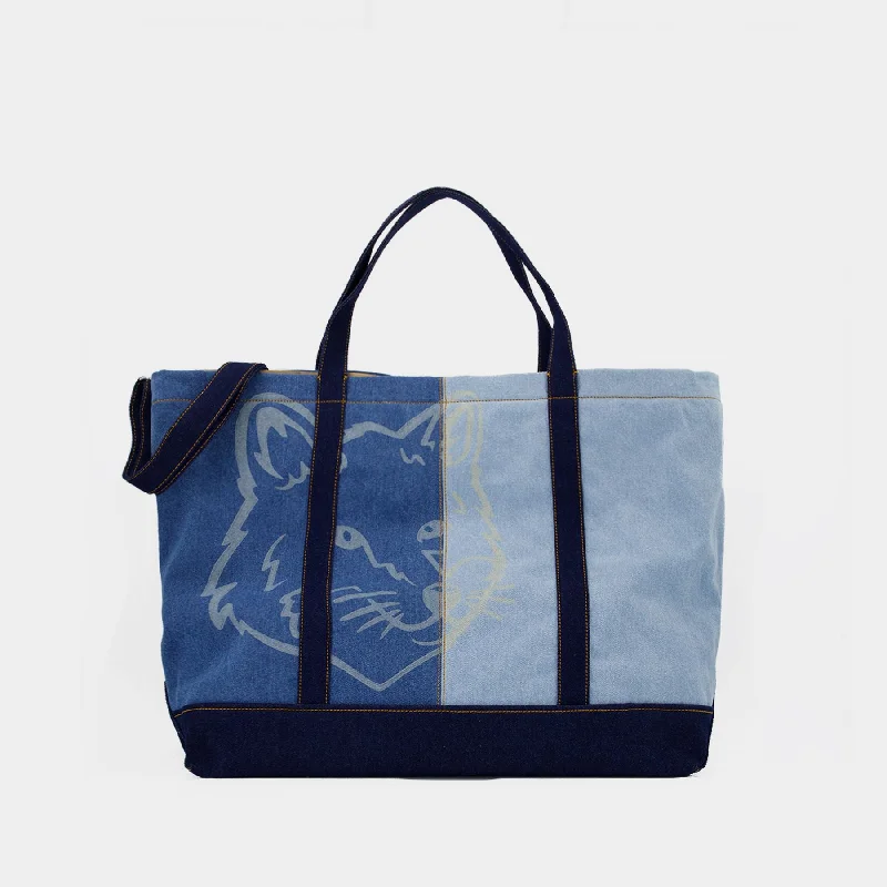 Seasonal Clearance Bags For Summer, Winter, Etc. Fox Head Weekender Shopper Bag - Maison Kitsune - Denim - Blue Handbag Deals You'll Love Seasonal Clearance Bags For Summer, Winter, Etc. Fox Head Weekender Shopper Bag - Maison Kitsune - Denim - Blue Handbag Deals You'll Love