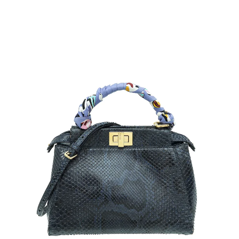 Black Friday Deals On Stylish Handbags Fendi Dark Teal Python Peekaboo Mini Bag W/ Twilly Everyday Elegance At Lower Prices Black Friday Deals On Stylish Handbags Fendi Dark Teal Python Peekaboo Mini Bag W/ Twilly Everyday Elegance At Lower Prices