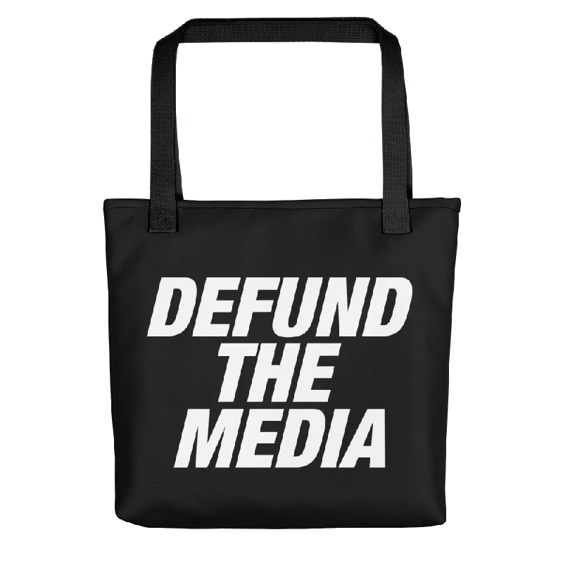 Luxury Fashion Defund The Media Italic Bold Black Tote bag Limited-Time Sale On Trendy Handbags – Don't Miss Out Luxury Fashion Defund The Media Italic Bold Black Tote bag Limited-Time Sale On Trendy Handbags – Don't Miss Out