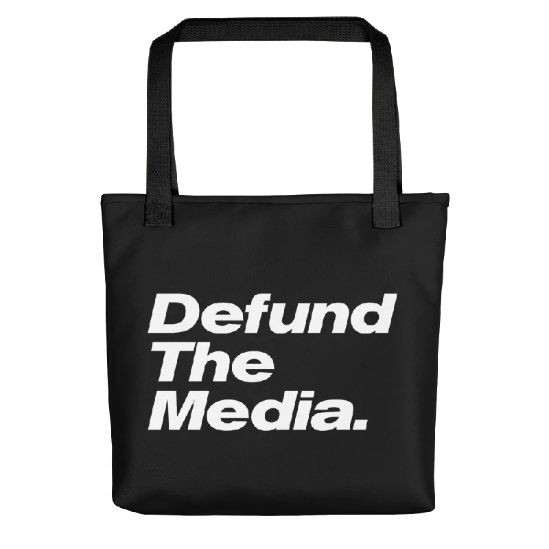 Urban Fashion Defund The Media Italic Smallcaps Black Tote bag Chic And Affordable Bags – Grab Yours Today Urban Fashion Defund The Media Italic Smallcaps Black Tote bag Chic And Affordable Bags – Grab Yours Today