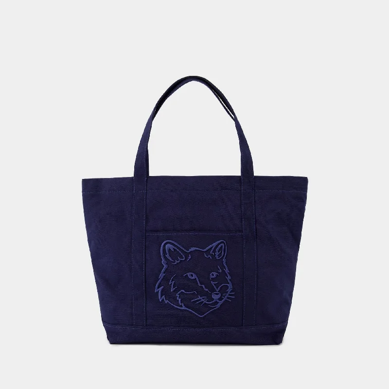 Romantic Fashion Discounts Fox Head Large Shopper Bag - Maison Kitsune - Cotton - Blue Your Perfect Bag At The Perfect Price Romantic Fashion Discounts Fox Head Large Shopper Bag - Maison Kitsune - Cotton - Blue Your Perfect Bag At The Perfect Price