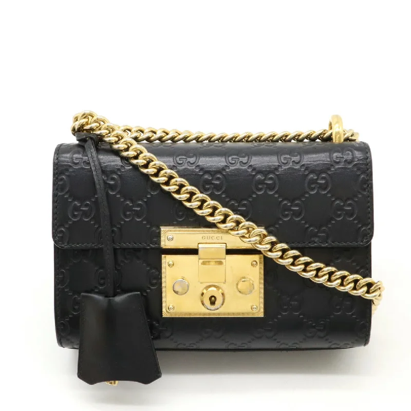 Imeless Style Gucci Padlock GG Small Shoulder Bag Leather Black Stylish And Durable Handbags At Great Value