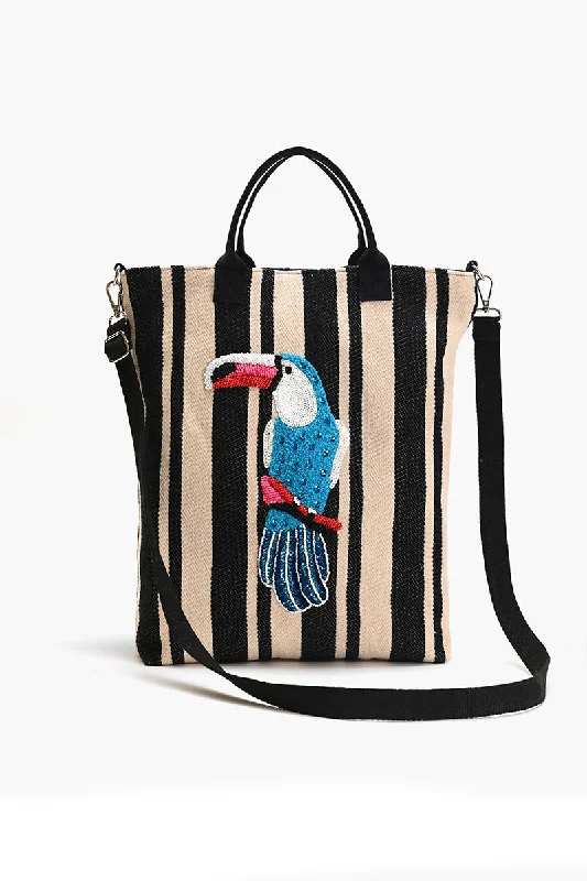 Classy Style Discounts Toucan Striped Multipurpose Tote Handbag Deals You'll Love