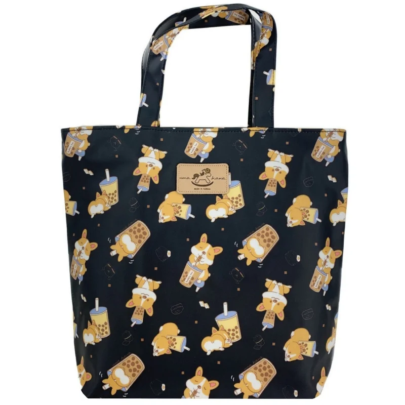 Black Friday Deals On Stylish Handbags Black Bubble Tea Corgi Bucket Tote Trendy Purses At Unbeatable Discounts
