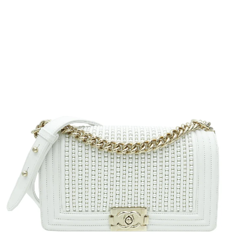 Halloween-Themed Chanel White Vertical Pearl Embellished Le Boy Medium Bag Chic And Affordable Bags – Grab Yours Today Halloween-Themed Chanel White Vertical Pearl Embellished Le Boy Medium Bag Chic And Affordable Bags – Grab Yours Today