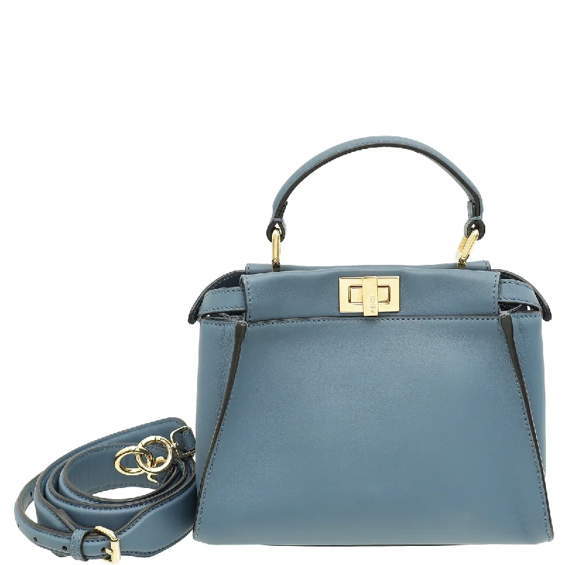 Top Brand Discounts Fendi Dark Blue Peekaboo Mini Bag Elegant Bags, Limited Stock
