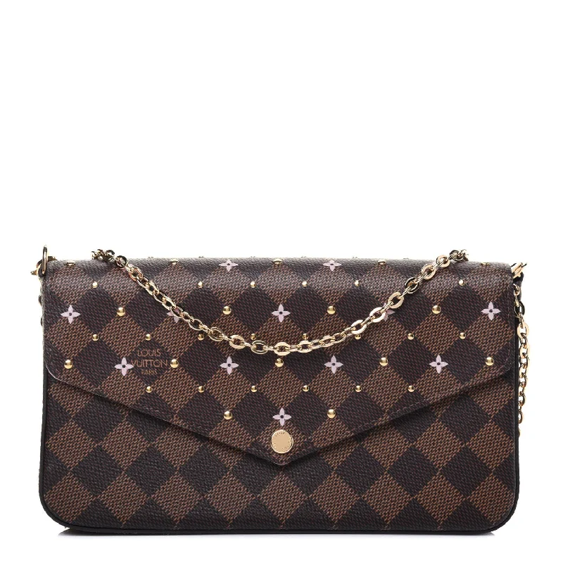 Affordable Bags LOUIS VUITTON DAMIER EBENE FLOWER STUDDED FELICIE POCHETTE Statement Bags With Exclusive Savings Affordable Bags LOUIS VUITTON DAMIER EBENE FLOWER STUDDED FELICIE POCHETTE Statement Bags With Exclusive Savings