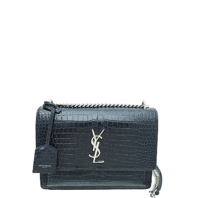 Season Offer YSL Navy Blue Sunset Croco Embossed Medium Bag Premium Handbags At Exclusive Prices Season Offer YSL Navy Blue Sunset Croco Embossed Medium Bag Premium Handbags At Exclusive Prices