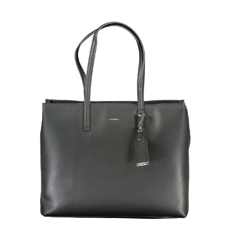 Calvin Klein Black Polyester Handbag Modern Handbags With Stylish Discounts