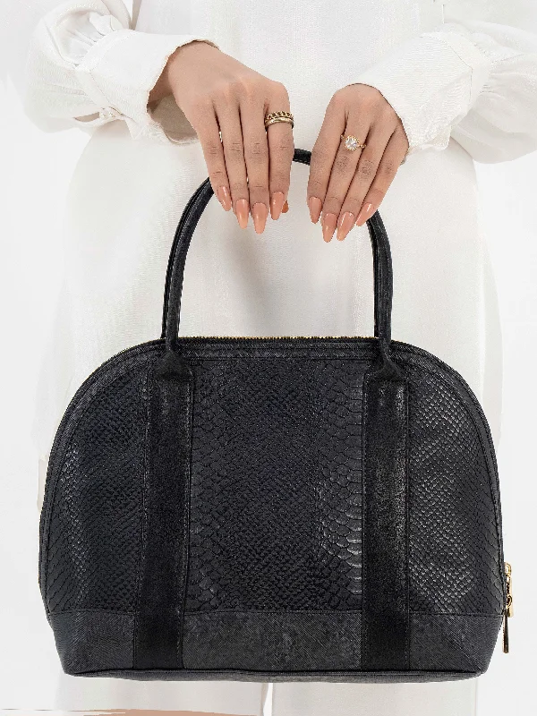 Snake Textured Dome Handbag Must-Have Bags At Irresistible Discounts