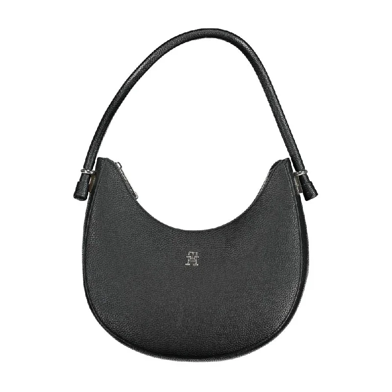 Tommy Hilfiger Black Polyethylene Handbag Stylish Totes, Special Discounts