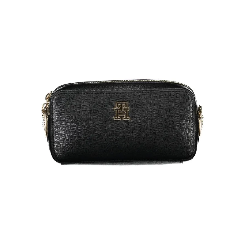 Tommy Hilfiger Black Polyethylene Handbag Elegant Bags, Limited Stock