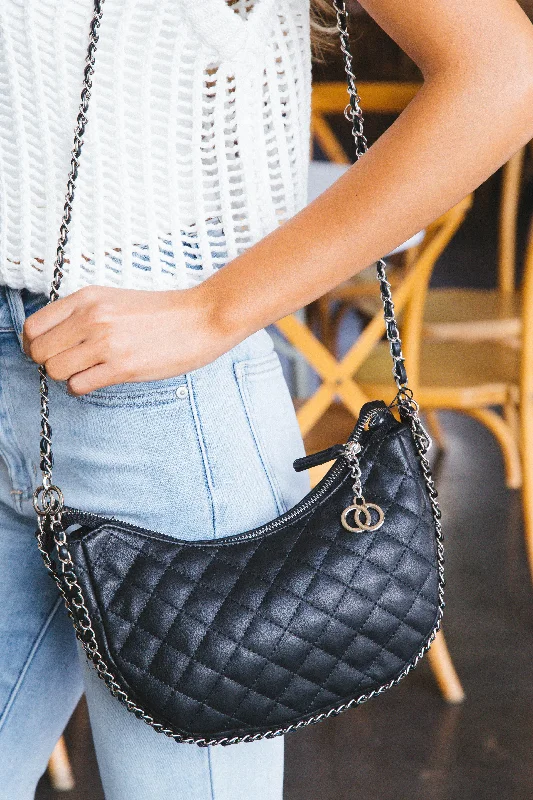Alani Quilted Chain Crossbody Bag, Black Timeless Handbags Now At Special Discounts