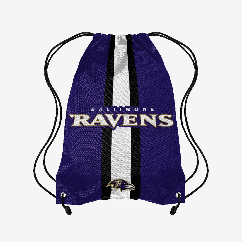 Baltimore Ravens Team Stripe Wordmark Drawstring Backpack Grab Your Favorite Handbags At Discounted Prices