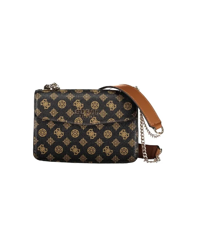 Guess Jeans Polyethylene Handbag with Chain Shoulder Handles and Multiple Pockets Classic And Modern Handbags Now More Affordable Guess Jeans Polyethylene Handbag with Chain Shoulder Handles and Multiple Pockets Classic And Modern Handbags Now More Affordable