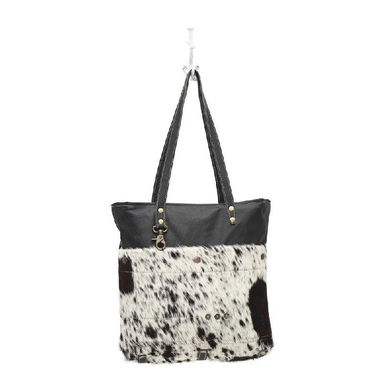 Black and White Hide Tote Bag Grab Your Favorite Handbags At Discounted Prices