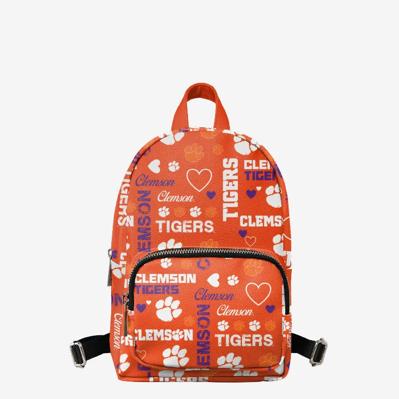 Clemson Tigers Logo Love Mini Backpack Chic Shoulder Bags At Promotional Rates