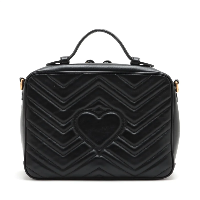 Gucci GG Marmonte Leather 2WAY Shoulder Bag Black 498100 Limited-Time Handbag Sale