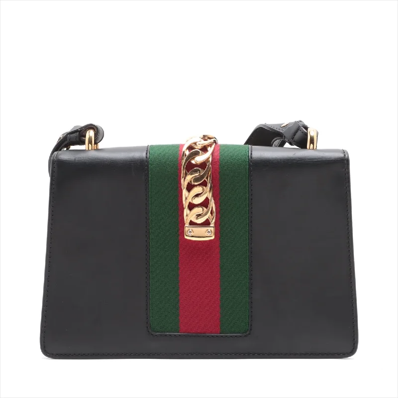 Gucci Silver Leather Shoulder Bag Black 421882 Trendy Handbags, Limited-Time Sale