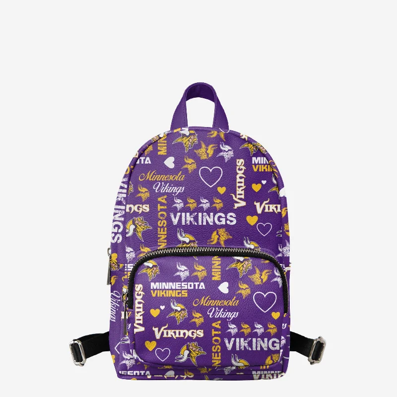 Minnesota Vikings Logo Love Mini Backpack Sleek Bags, Perfect Prices