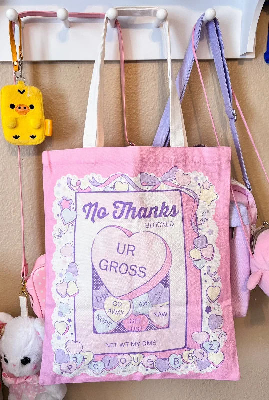 No Thanks :/ Pastel Canvas Tote Statement Bags, Shop Today