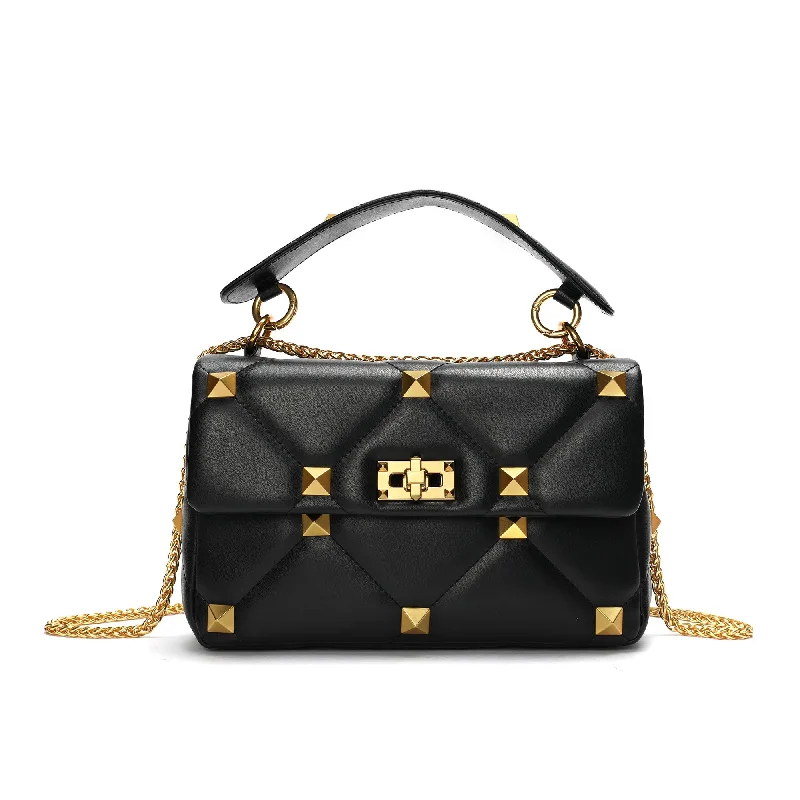 Quilted and Studded Sheepskin Leather Shoulder Bag Your Perfect Bag At The Perfect Price Quilted and Studded Sheepskin Leather Shoulder Bag Your Perfect Bag At The Perfect Price