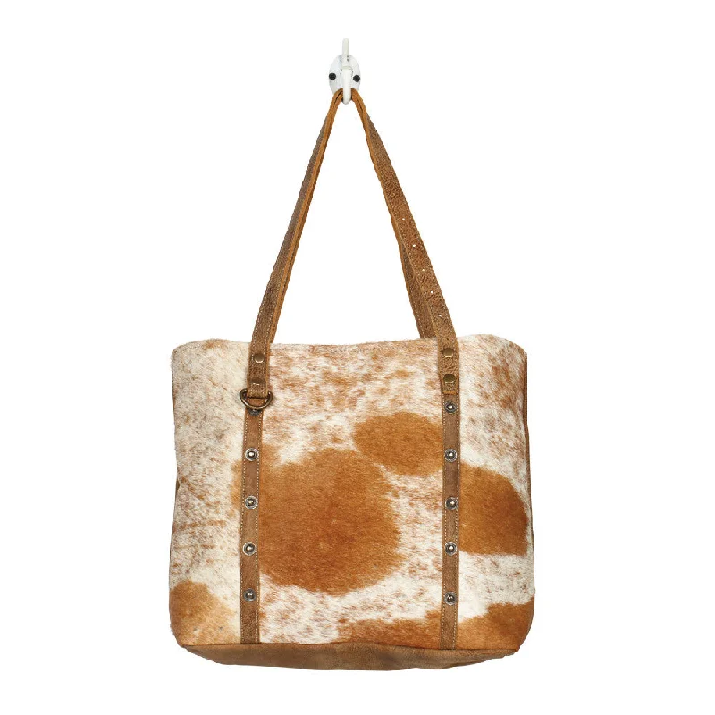 Tan and White Hide Button Tote Bag The Best Handbag Deals Are Available Now