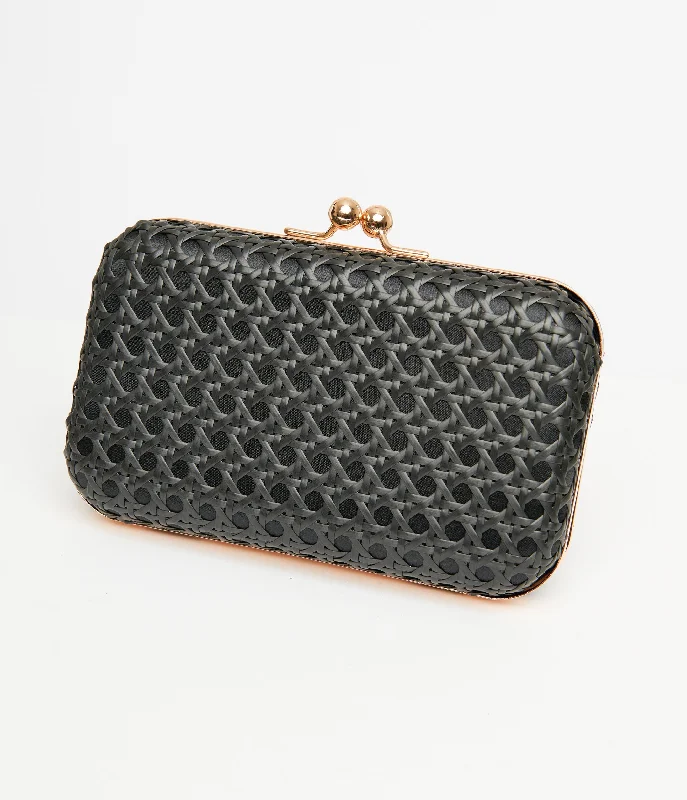 1950s Black Woven Clutch Handbag Chic Bags, Shop Now
