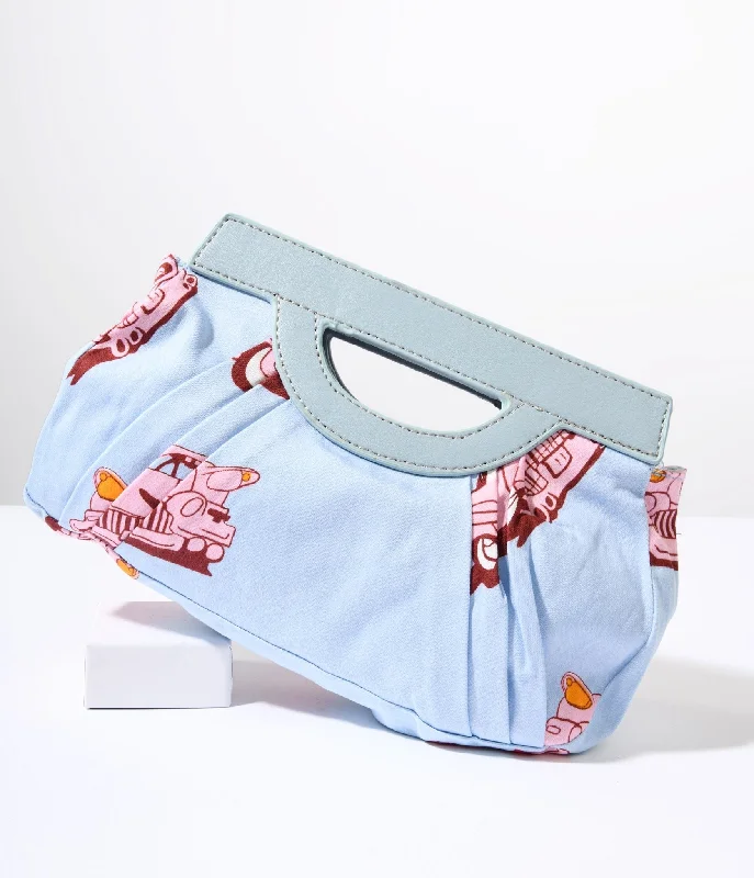 Baby Blue Car Hop Clutch Stylish Totes, Special Discounts