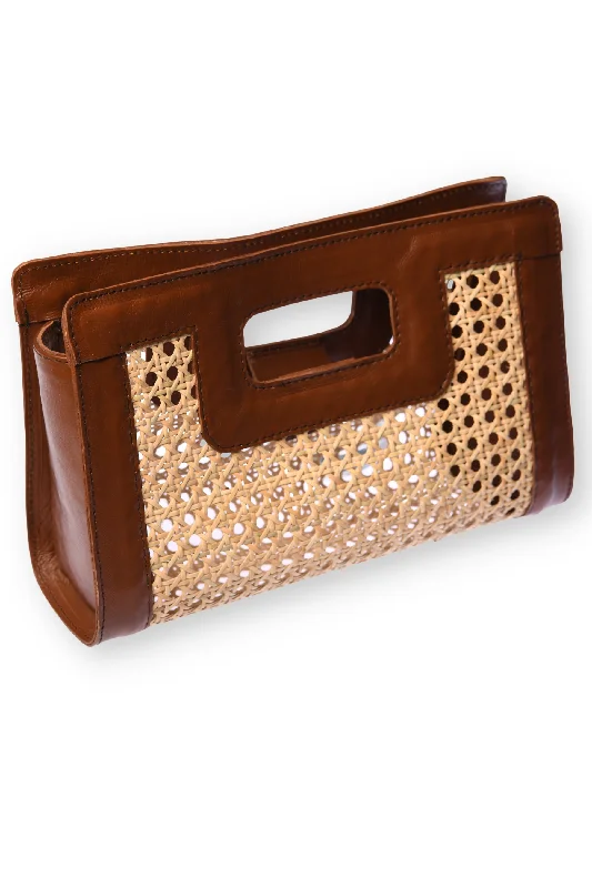 Rattan Clutch / Walnut Timeless Handbags, Flash Sale