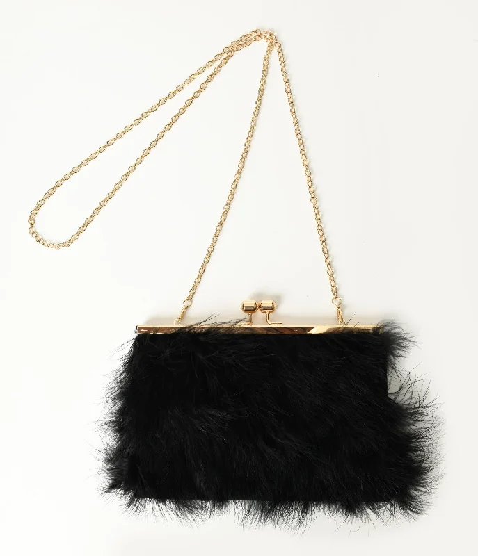 Black Fur Clutch Bag Everyday Bags, Budget-Friendly