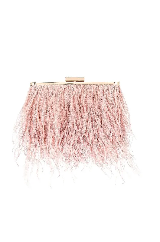 Estelle Feathered Clutch - Blush Fashion Bags With Huge Discounts