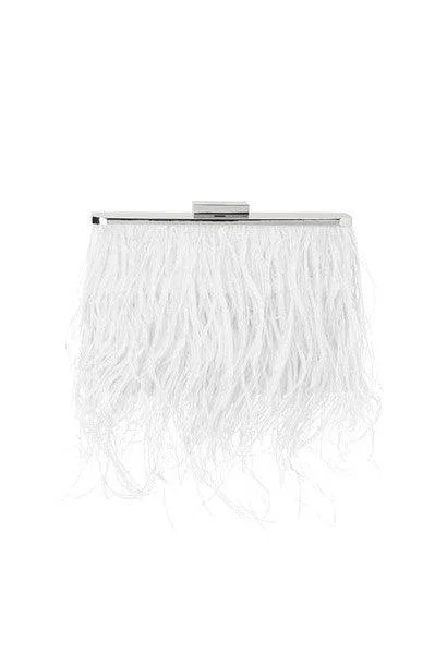 Estelle Feathered Clutch - White Classic Totes At Unbeatable Deals