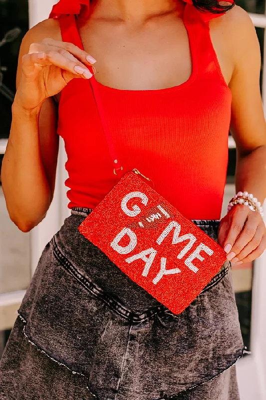 Game Day Beaded Clutch In Scarlet Unmissable Deals On High-Quality Designer Bags