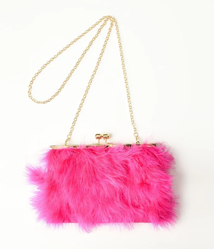 Hot Pink Fur Clutch Bag Statement Bags, Shop Today
