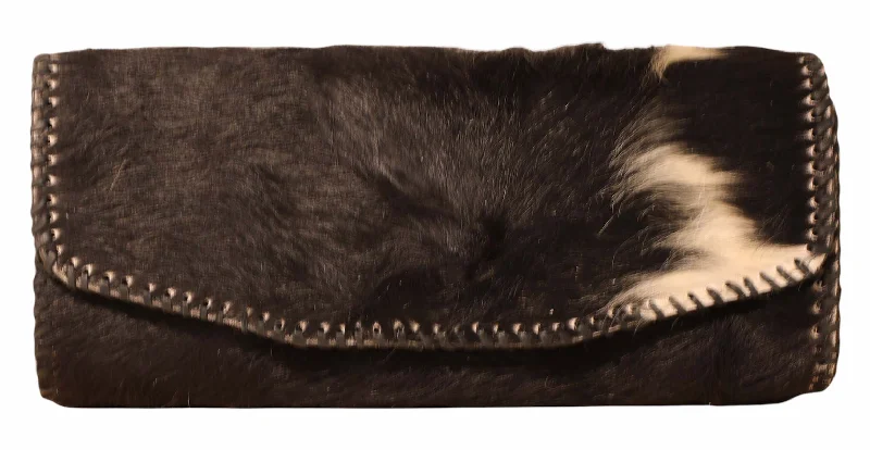 Juan Antonio Black and White Cowhide Clutch Stylish Bags, Unbeatable Prices