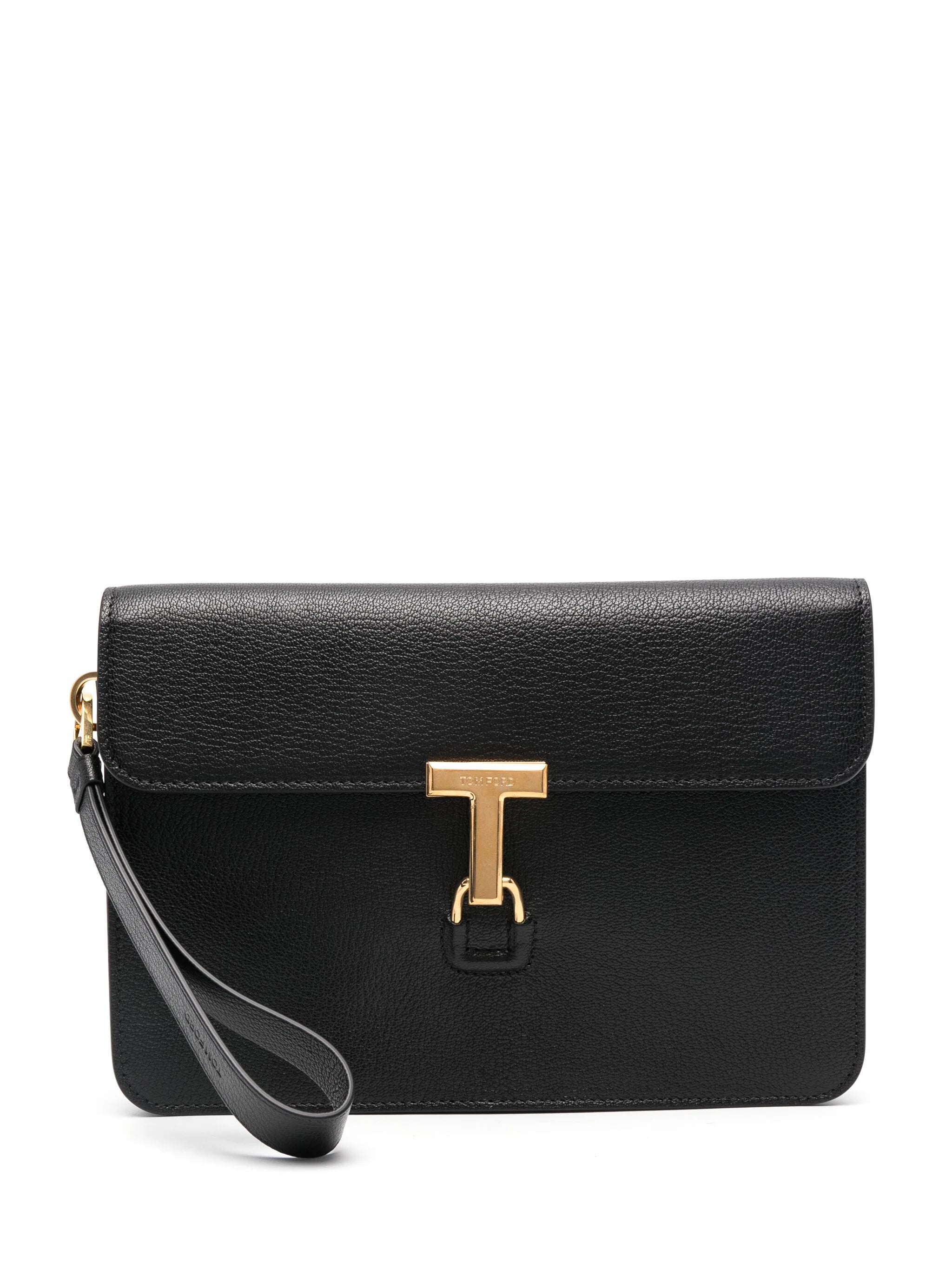Logo-Engraved Leather Clutch Bag Sleek Bags, Perfect Prices