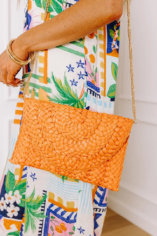 Sunny Refresh Woven Clutch in Orange Must-Have Bags At Irresistible Discounts