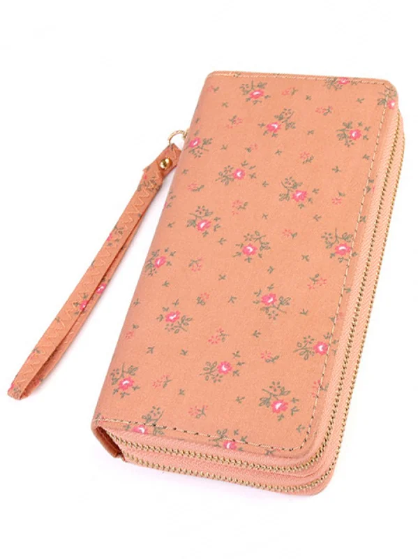 Pink Floral Daisy Double Zipper Wallet Clutch Organizer Upgrade Your Look With Our Exclusive Bag Deals