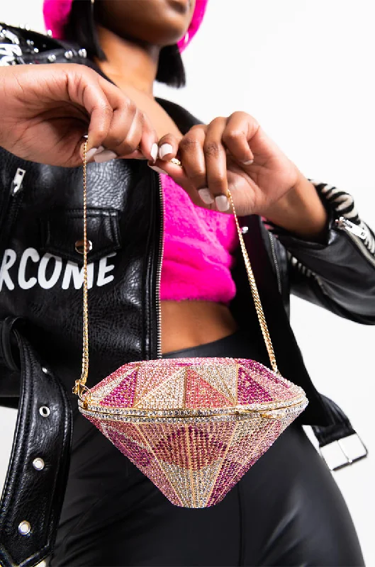 SHINE BRIGHT LIKE A DIAMOND BLINGED CLUTCH PINK Limited-Time Handbag Sale