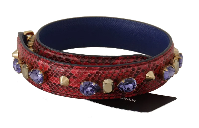 Fashionista Favorites Dolce & Gabbana Elegant Red Python Leather Handbag Women's Strap Trendy Purses, Limited Offer Fashionista Favorites Dolce & Gabbana Elegant Red Python Leather Handbag Women's Strap Trendy Purses, Limited Offer