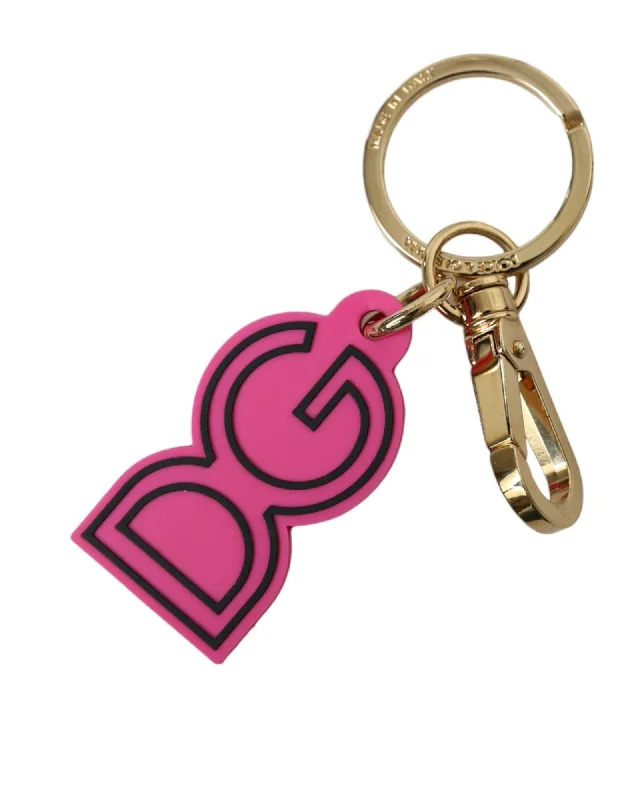 Fresh Styles, Fresh Deals Dolce & Gabbana Gold-tone DG Logo Keychain with Pink Rubber Accent Designer Bags At Exclusive Clearance Prices Fresh Styles, Fresh Deals Dolce & Gabbana Gold-tone DG Logo Keychain with Pink Rubber Accent Designer Bags At Exclusive Clearance Prices