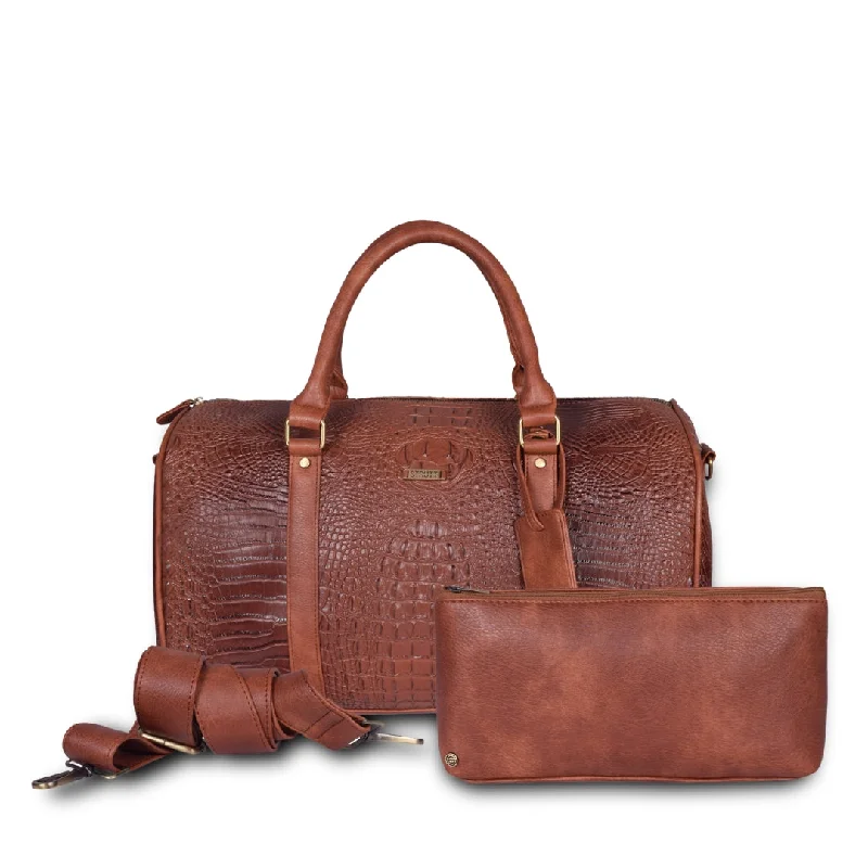 Brown Croc Cabin Bag with Toiletry Kit - Carry on Luggage Stylish And Functional Bags Now At Reduced Rates Brown Croc Cabin Bag with Toiletry Kit - Carry on Luggage Stylish And Functional Bags Now At Reduced Rates