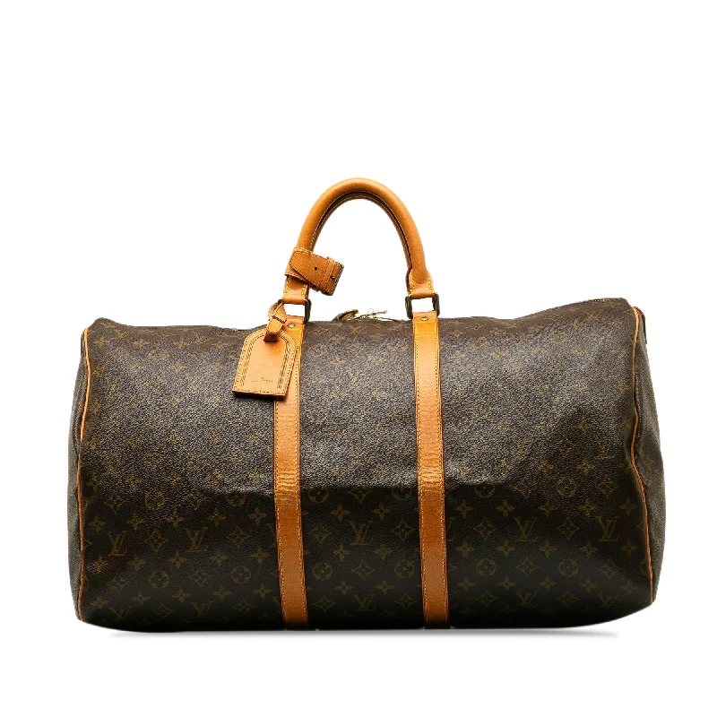 Brown Louis Vuitton Monogram Keepall 55 Travel Bag Trendy Totes, Shop & Save