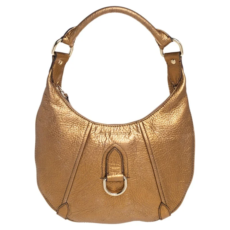 Burberry Metallic  Grained Leather Hobo Designer Bags At Lower Prices